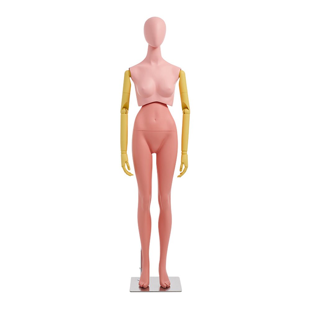 DE-LIANG Half Body Female Mannequin, Full Body Men Dress Form Dummy with Wooden Arms,Kid Twist Waist Style Model for Window Display