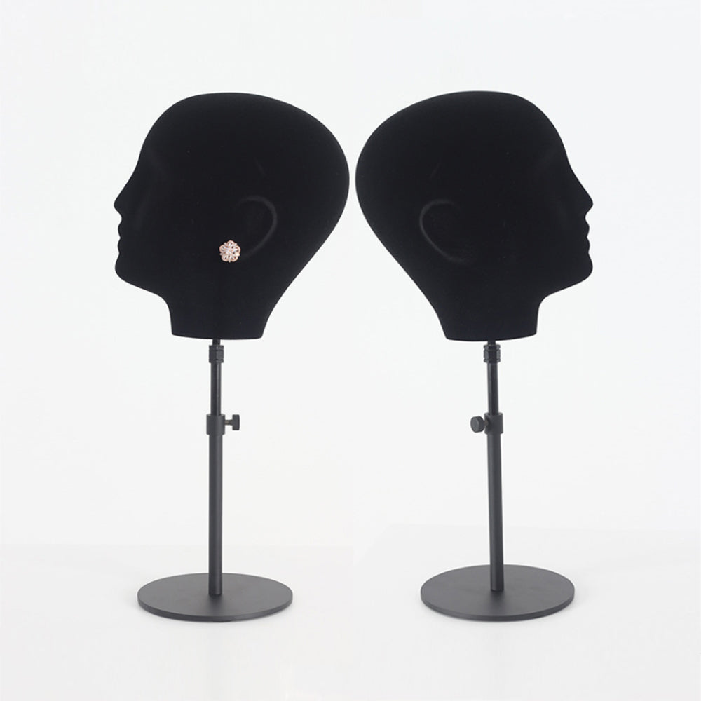 Female Head Mannequin Dressmaker head dummy pinable black fabric velvet suede head stand for jewelry head maker blocker wedding ornament DE-LIANG