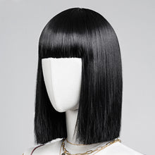Load image into Gallery viewer, Human Hair Blend Wig,Black Straight Hair with Short Bangs,Female Luxury Wig Party Style ,as Gifts for Women
