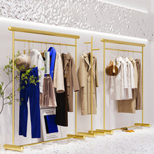 Load image into Gallery viewer, DE-LIANG Clothes Display Stand/Rack, Luxury Golden Color Hanging Hanger,Floor-Style High-Grade Shelf for Clothes Boutique
