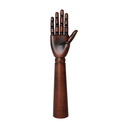 Wood Model Hand mannequin | Flexible Movable Fingers Manikin | Jewelry Display Props | 43cm Artist Joint Model Hand Natural Dark Red Brown DE-LIANG