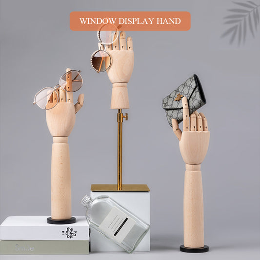Solid Wood Hand Mannequin,Left and Right Hand Model Prop,Wooden Fake Hand for Glove and Jewelry Window Display Rack
