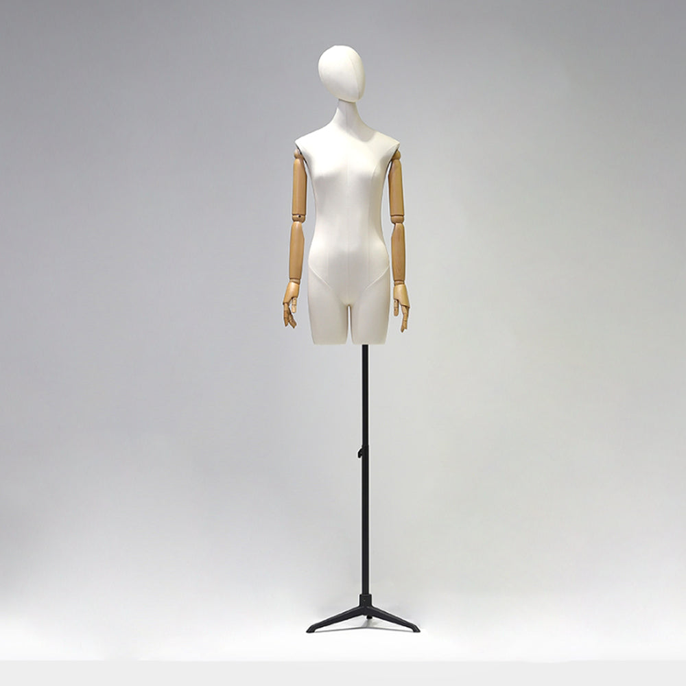 DE-LIANG Female half body adjustable height model, high end fabric mannequin window display props, adult women torso dress form for clothes DE-LIANG