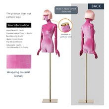 Load image into Gallery viewer, DE-LIANG Luxury Adult Female Full Body Mannequin,Half Body Velvet Fabric Display Torso Props,Women Flat Shoulder Dress Form Torso for Clothing Store
