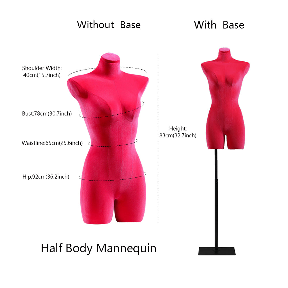 DE-LIANG High-end Female Velvet Lingerie Mannequin,Women Upper Bust Dress Form for Bra,Half Body Torso Manikin,Bust Form Model Display Stand DE-LIANG