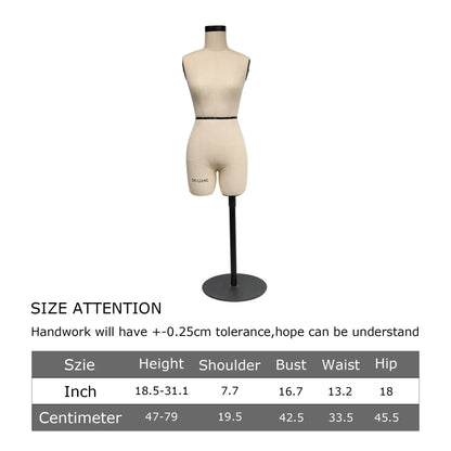 DE-LIANG Half Scale Dress Form 1:2 Size Sewing Half Size Mannequin Not Fully Pinable Dressmaker Dummy Female Torso Tailor Model for Draping,Size 6 Model DE-LIANG