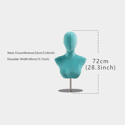 Fashion Head  Mannequin ,Colorful Suede Chest Necklace Stand, Wig Head Form for Wig Store Display DE-LIANG