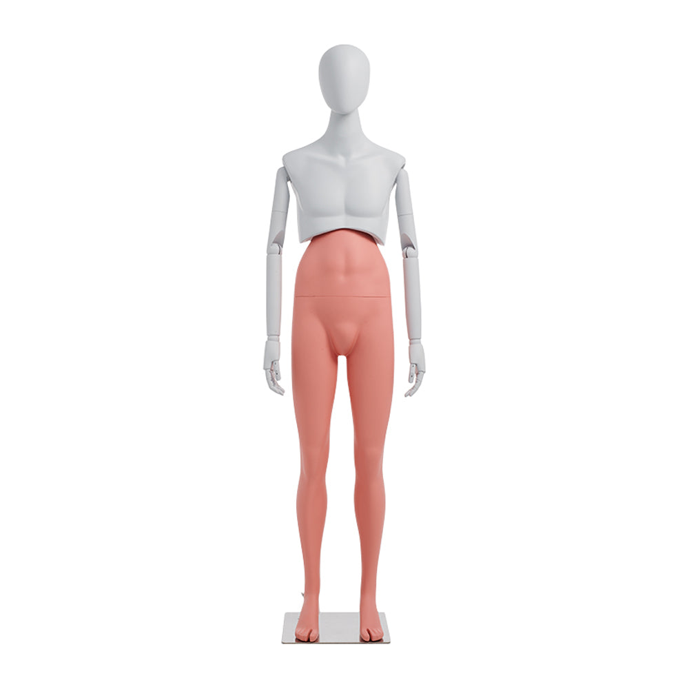DE-LIANG Half Body Female Mannequin, Full Body Men Dress Form Dummy with Wooden Arms,Kid Twist Waist Style Model for Window Display
