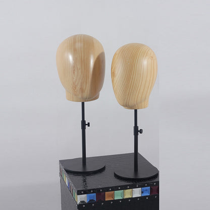 DE-LIANG Adjustable Head Mannequin Hat Dummy Water Transfer Wood Grain Paint Effect, Imitation Wood Mannequin for Wig Display DE-LIANG