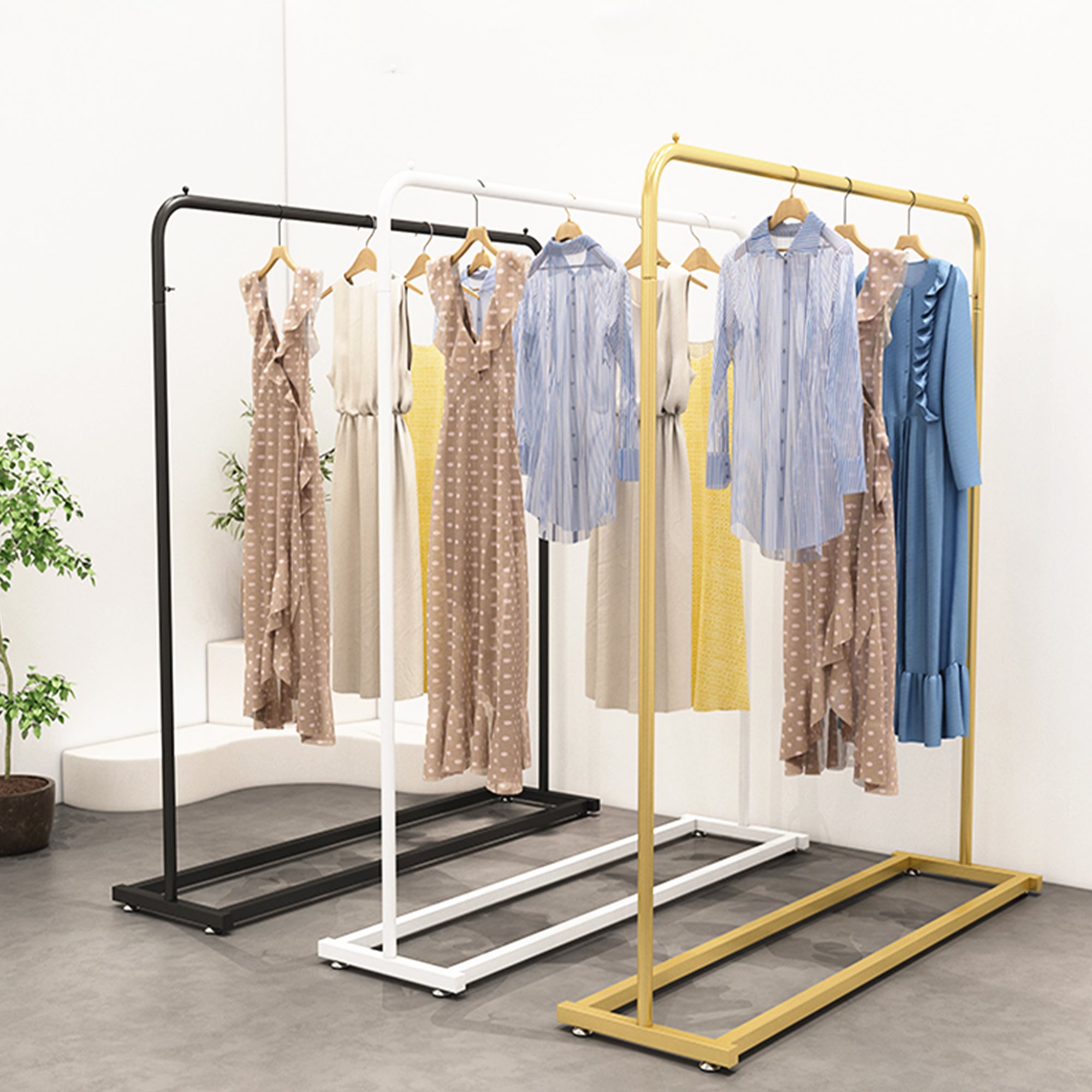 DE-LIANG Gold Clothes Display Stand,Gold pipe clothing rack for Hangin ...