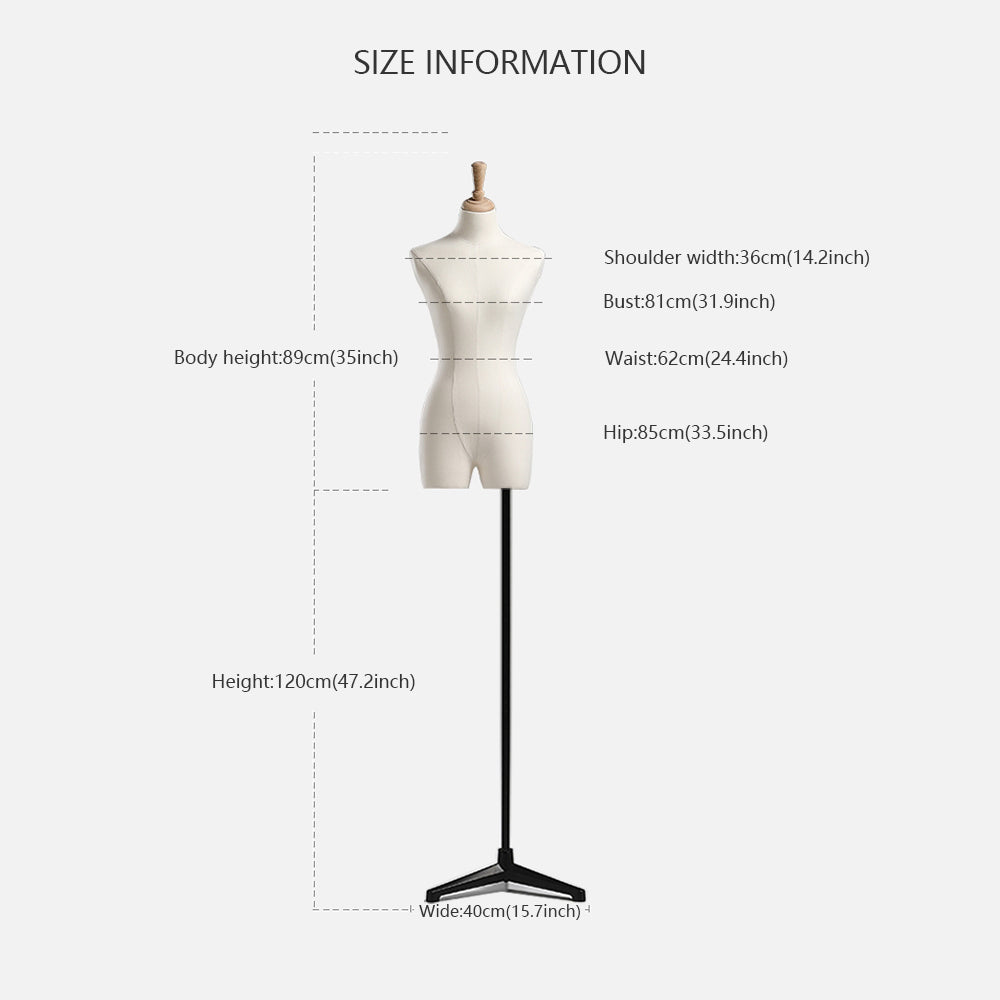 DE-LIANG Female Adult mannequin torso with Stand, half body Woman Display Linen Dress Form Adjustable Height,Flexible Wooden Arms for clothing. DE-LIANG