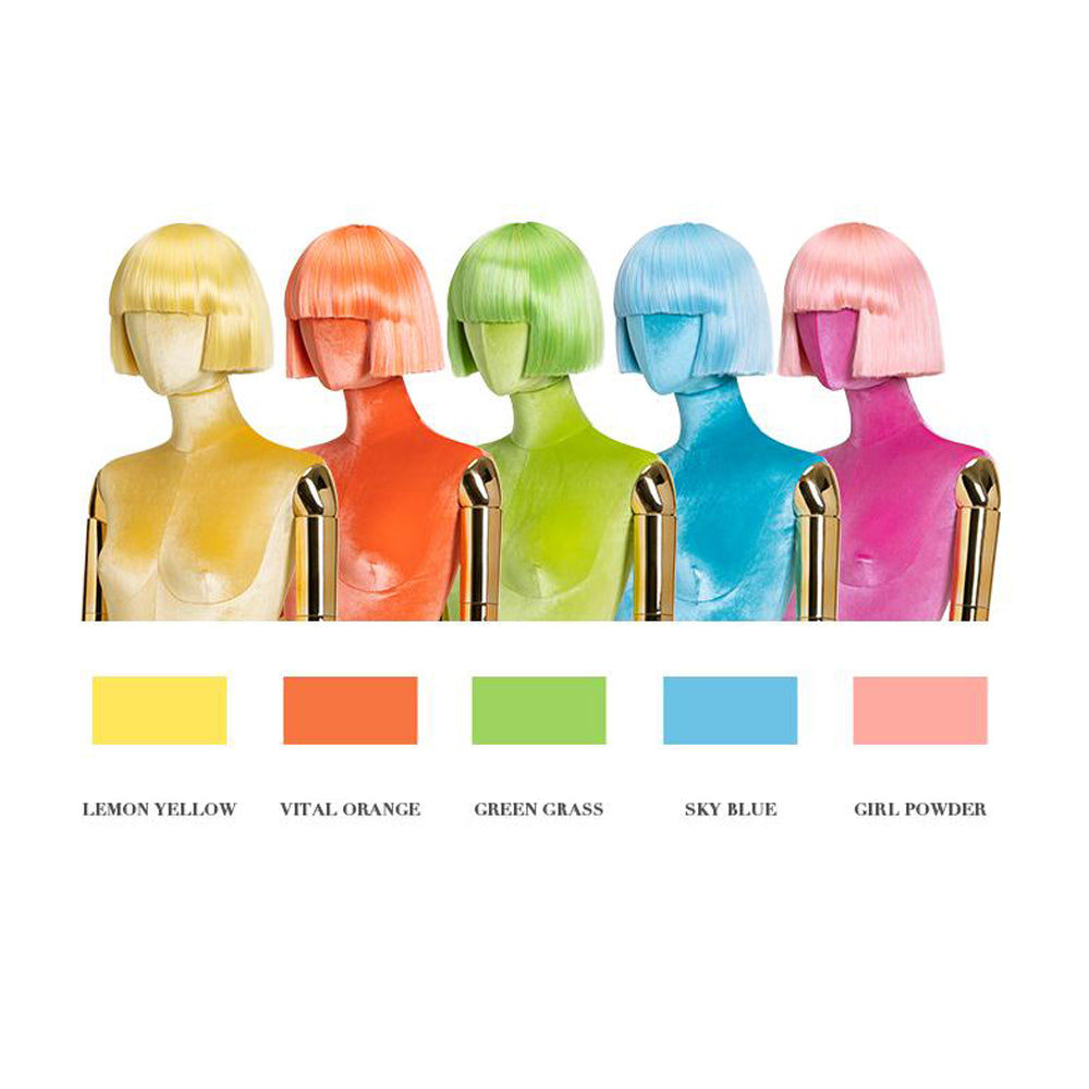 DE-LIANG Luxury Female BOBO Wigs, Candy-Colored Bangs Short Straight Hair,Women Hair for Clothing Store Mannequin Head Decoration,Dress Form Prop DE-LIANG