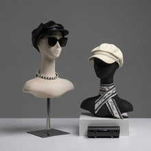 Load image into Gallery viewer, DE-LIANG Suede mannequin head, Wig Hat stand,female headpiece display jewelry EARRING head block, dress form model dummy,headphone stand head
