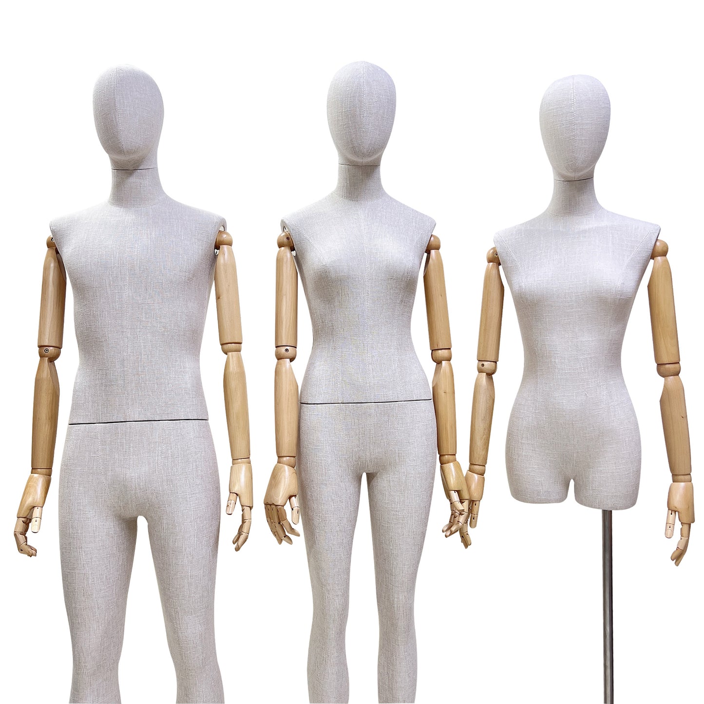 New Style Female|Male Bamboo Linen Mannequin Torso,Luxury High End Fabric Mannequin for Clothes Window Display,Full/Half Body Mannequin Torso