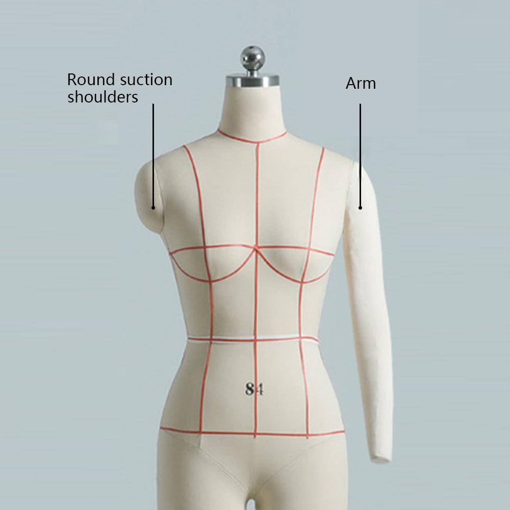 Adult Female Tailor Dress Form,Dressmaker Dummy Mannequin,Pattern Draping Fitting Model for Design,Fully Pinable Torso with A Left Soft Arm