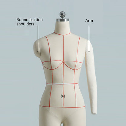 Adult Female Tailor Dress Form,Dressmaker Dummy Mannequin,Pattern Draping Fitting Model for Design,Fully Pinable Torso with A Left Soft Arm DE-LIANG