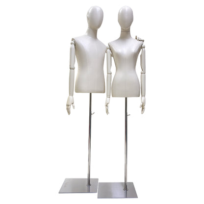 Luxury Leather Half Body Female/Male Mannequin Torso,Vintage Dress Form,for Woman Clothes Display,Window Display,Shop Decoration De-Liang Dress Forms