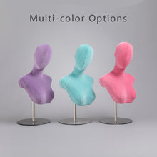 Load image into Gallery viewer, Fashion Head  Mannequin ,Colorful Suede Chest Necklace Stand, Wig Head Form for Wig Store Display
