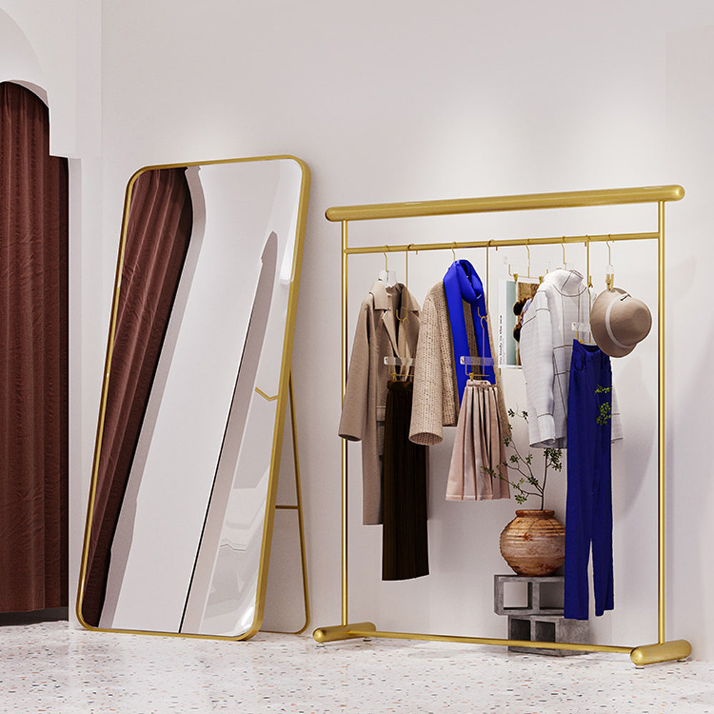 DE-LIANG Clothes Display Stand/Rack, Luxury Golden Color Hanging Hanger,Floor-Style High-Grade Shelf for Clothes Boutique