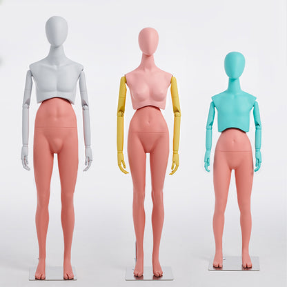 DE-LIANG Half Body Female Mannequin, Full Body Men Dress Form Dummy with Wooden Arms,Kid Twist Waist Style Model for Window Display De-Liang Dress Forms