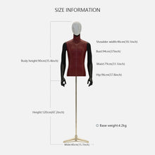 Load image into Gallery viewer, Adult Men PU Leather Torso Dress Form , Brown Fabric Mannequin,Adjustable Male Half Body Model for Window Display,with Black Triangular base
