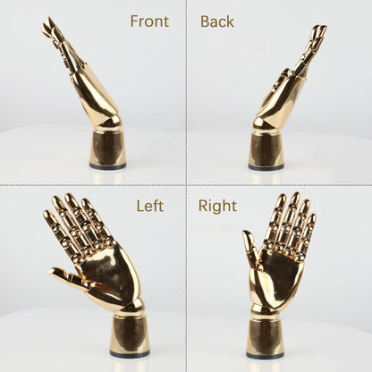 Fashion Electroplating Female Hand Mannequin,Plated Golden Left and Right Hand Model Props,Movable Joint Simulation Jewelry,Bracelet Display DE-LIANG