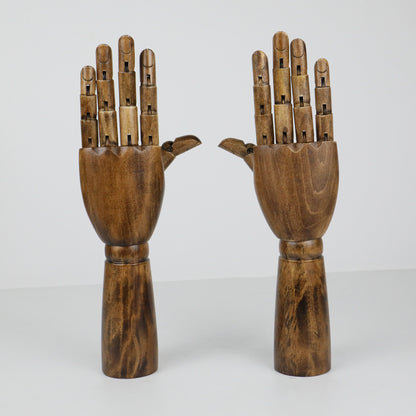 Left and Right Wooden Mannequin Hands for Nails Flexible Movable Fingers Manikin Arms,Jewelry Display Props Artist Model Hand mannequin DE-LIANG