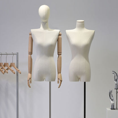 Adult female fabric half-body mannequin for window display