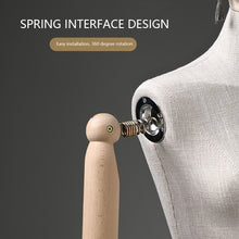 Load image into Gallery viewer, DE-LIANG Luxury Half Body Female Mannequin,Adjustable Height Fabric Woman Display Dress Form,New Props with Water Transfer Wood Grain Head,Earring.
