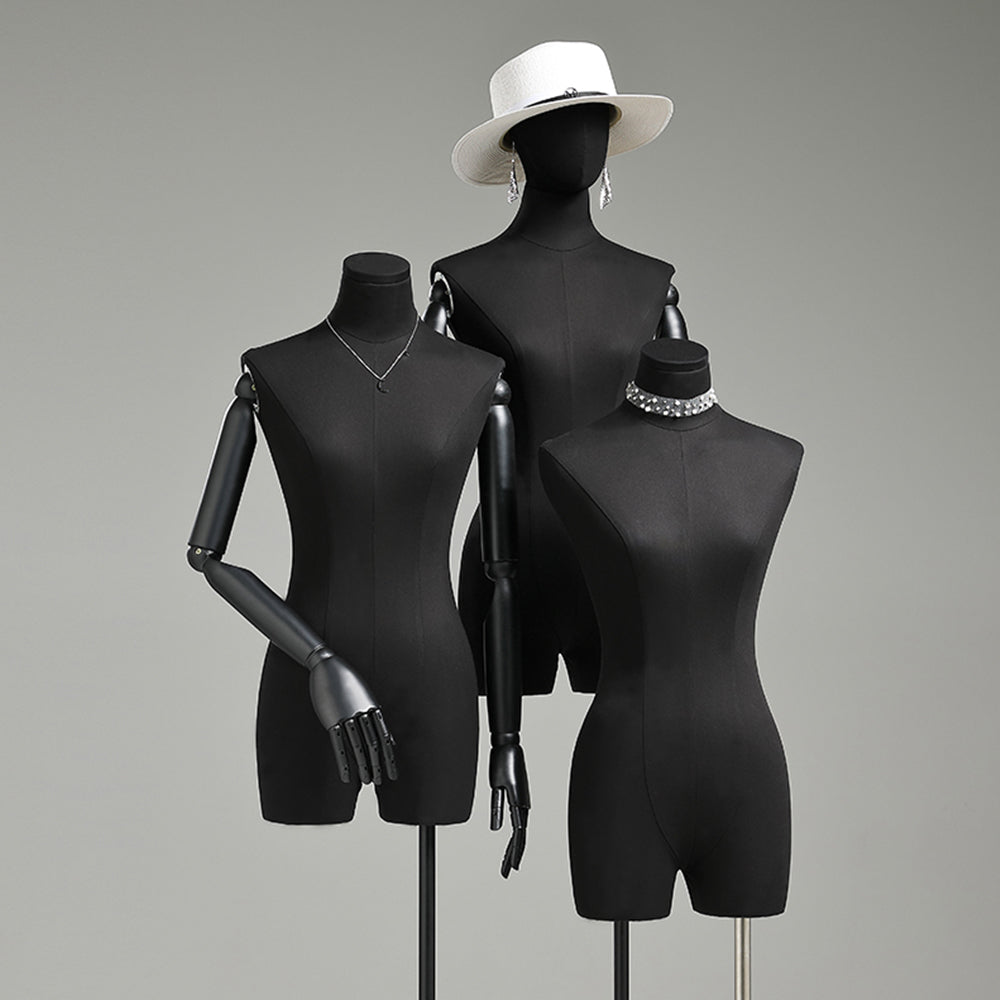 DE-LIANG High-Grade Black Half-Body Female Mannequin,Adjustable Women Cotton Dress Form DE-LIANG High-Grade Black Half-Body Female Mannequin,Adjustable Women Cotton Dress Form