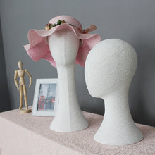 Load image into Gallery viewer, Canvas  Mannequin Head Form, Fully Pinnable Vintage Cloth Head Mannequin, Head Hat Stand/Display, lace Head Wig Stand, Hat Rack w/ Fabric
