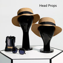 Load image into Gallery viewer, Unisex Plastic Head Mannequin for Jewelry Necklace,Classic wood grain effect Wooden Head Stand for Wig Hat Display, ABS Head Model, Brown
