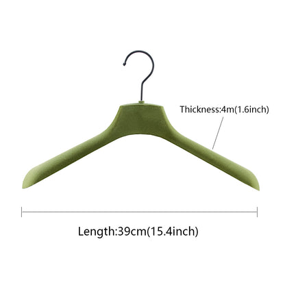 Green Velvet Plastic Hanger for Coat Pants Trouser, Men Woman Wedding dress bridal veil clothing hanger, velvet hanger customize De-Liang Dress Forms