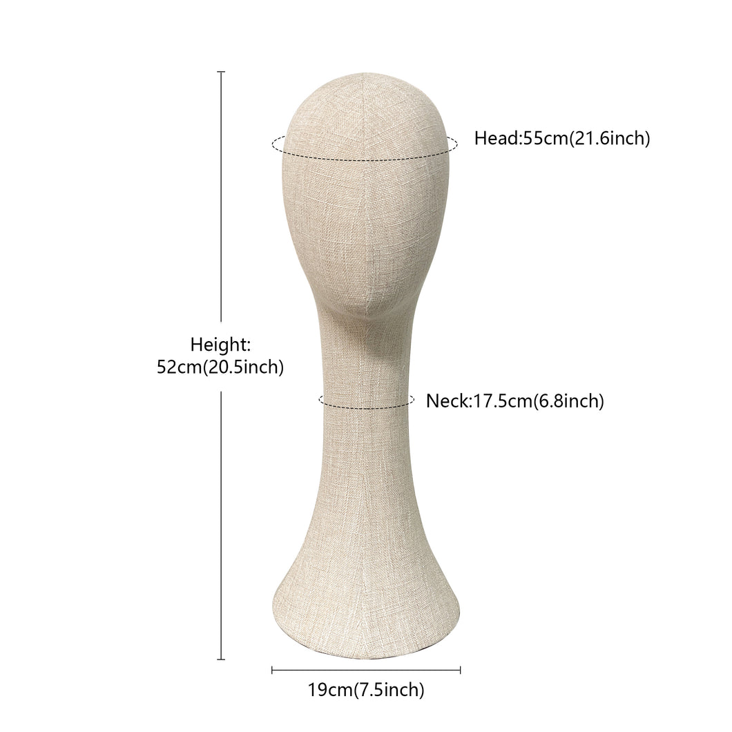 Clearance Sale Bamboo Linen Female Head Mannequin,Pinnable Head Model with Long Neck/Shoulders,for Hat/Wig/Scarf Display