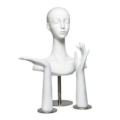 Vintage White Mannequin Hand,Female Right and Left Hands  Model for Jewelry Display,Wig Hat Stand,Headphone Stand Head,Dress Form Mold Dummy DE-LIANG