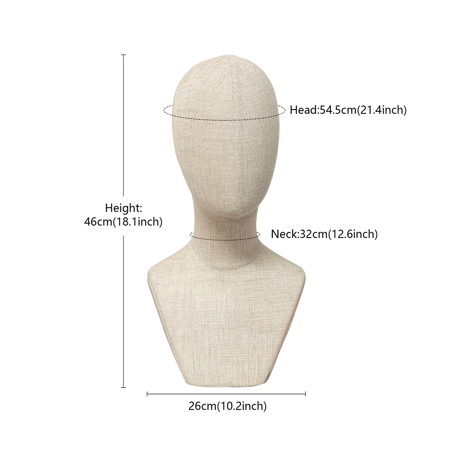 Clearance Sale Bamboo Linen Female Head Mannequin,Pinnable Head Model with Long Neck/Shoulders,for Hat/Wig/Scarf Display DE-LIANG