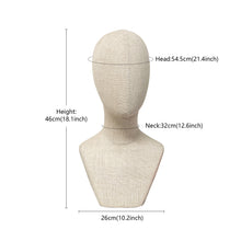Load image into Gallery viewer, Clearance Sale Bamboo Linen Female Head Mannequin,Pinnable Head Model with Long Neck/Shoulders,for Hat/Wig/Scarf Display
