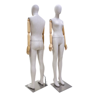 New Style Female|Male Bamboo Linen Mannequin Torso,Luxury High End Fabric Mannequin for Clothes Window Display,Full/Half Body Mannequin Torso De-Liang Dress Forms