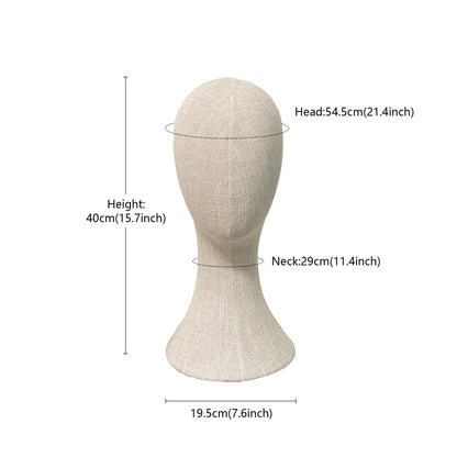 Clearance Sale Bamboo Linen Female Head Mannequin,Pinnable Head Model with Long Neck/Shoulders,for Hat/Wig/Scarf Display DE-LIANG