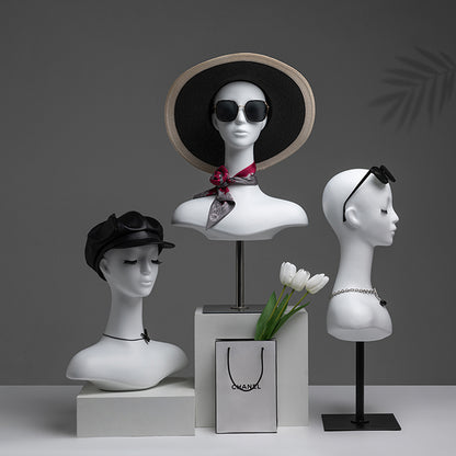 DE-LIANG Suede mannequin head, Wig Hat stand,female headpiece display jewelry EARRING head block, dress form model dummy,headphone stand head De-Liang Dress Forms