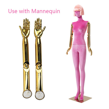 DE-LIANG Gold Chrome Hand Mannequin from Mannequin Body Plug In Arm Mannequin Moveable Fingers Joints DE-LIANG