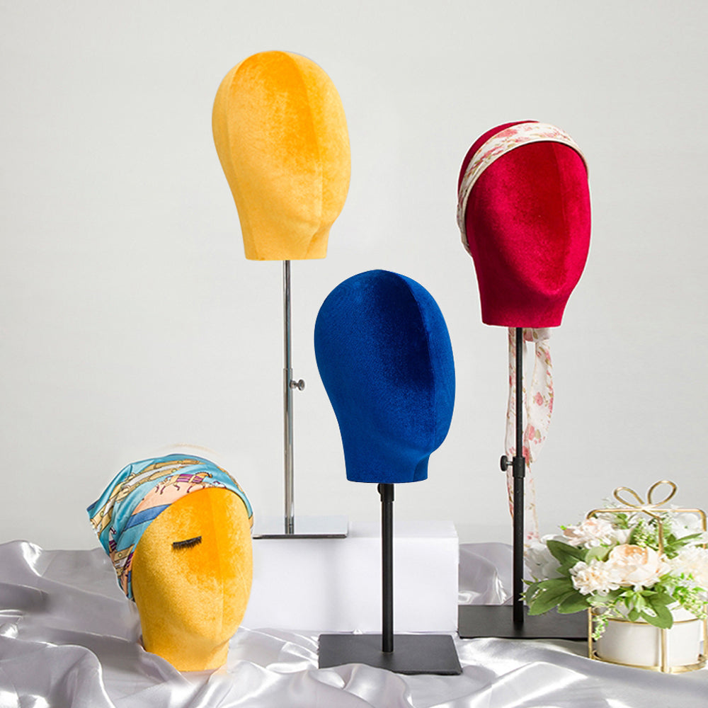 Fashion Colorful Head Mannequin, Velvet Headpiece Model Props,Wig/Earring Dummy Mannequin Head for Window Display,Head Block Dress Form