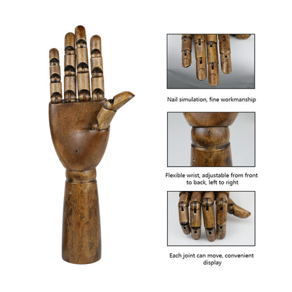 Left and Right Wooden Mannequin Hands for Nails Flexible Movable Fingers Manikin Arms,Jewelry Display Props Artist Model Hand mannequin DE-LIANG