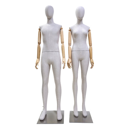 New Style Female|Male Bamboo Linen Mannequin Torso,Luxury High End Fabric Mannequin for Clothes Window Display,Full/Half Body Mannequin Torso De-Liang Dress Forms