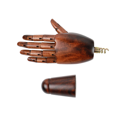 Vintage Dark Red Wood Hand Mannequin, Female Artist Palm Manikin with Movable Joints,Drawing Arm,25 CM Left Wooden Mannequin Hand for Nails DE-LIANG