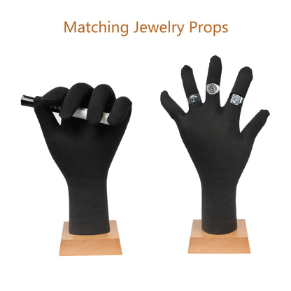 OK Hand Gestured Display Stand for Fashion Jewelry Ring Glove, Pinable Soft foam Black Mannequin Hand form, Necklace, Bracelet, bracelets DE-LIANG