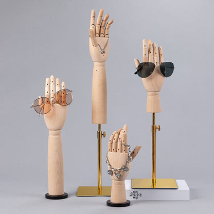 Fashion Solid Wooden Hand Mannequin,Right and Left Hands  Model Props,Flexible Fingers for Nail Gloves Ring Jewelry Store Window Display DE-LIANG