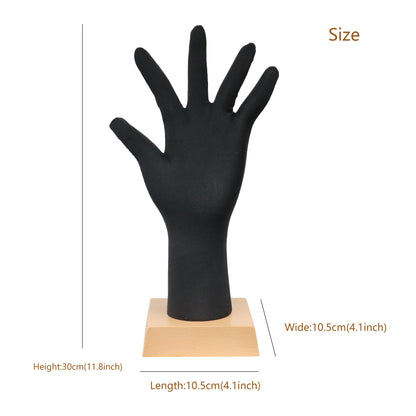 OK Hand Gestured Display Stand for Fashion Jewelry Ring Glove, Pinable Soft foam Black Mannequin Hand form, Necklace, Bracelet, bracelets DE-LIANG