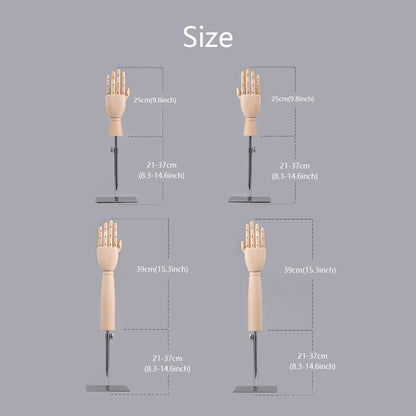 Solid Wood Hand Mannequin,Left and Right Hand Model Prop,Wooden Fake Hand for Glove and Jewelry Window Display Rack DeLiangDressForms