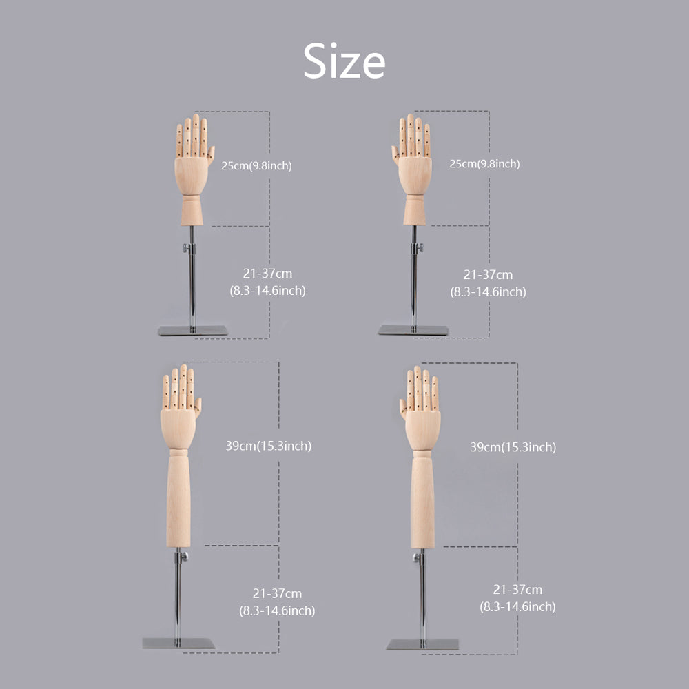 Left and Right Wooden Mannequin Hands for Nails Flexible Movable Finge –  De-Liang Dress Forms